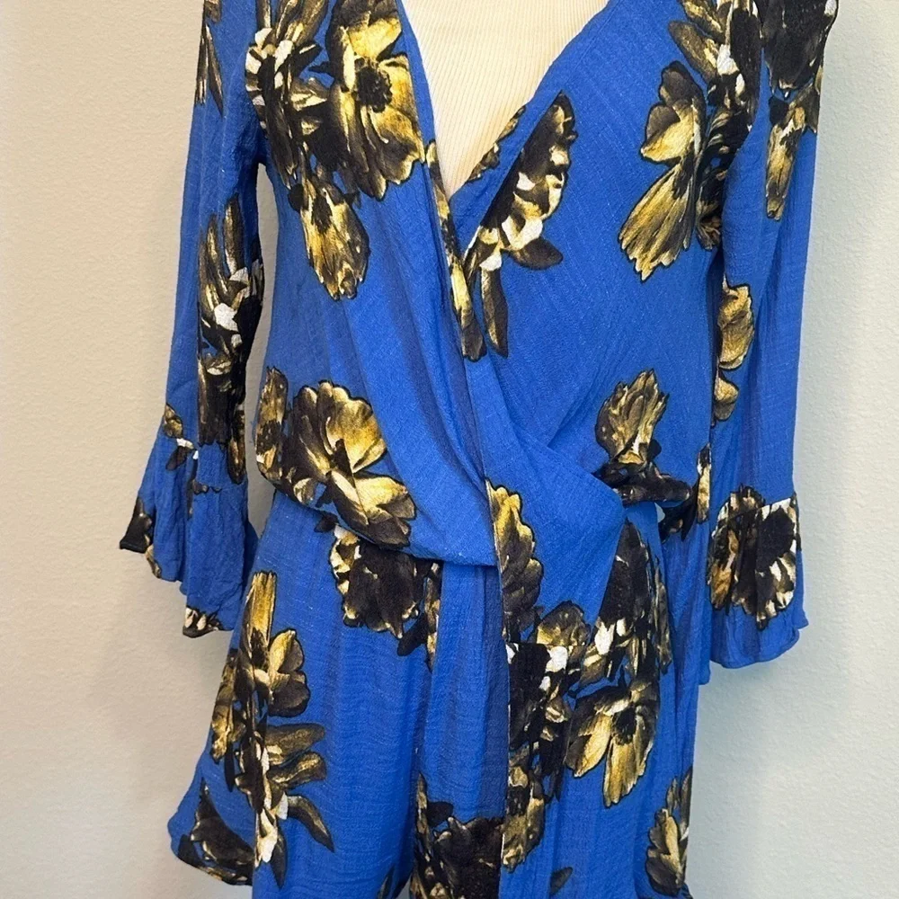 Free People Blue Floral Jumpsuit